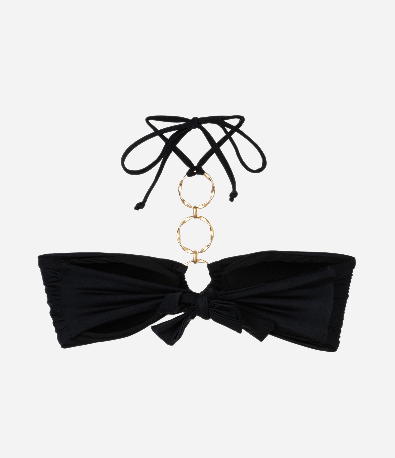 Biquíni Top Bandeau em Microfibra com Argolas Metalizadas Preto 7