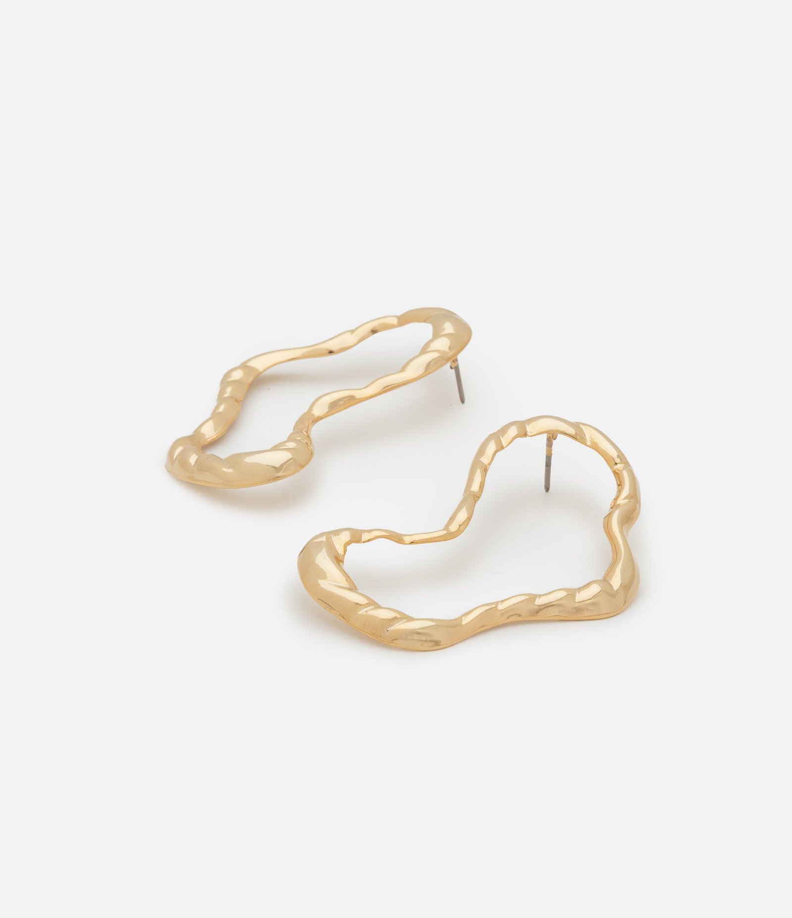 Brinco Médio em Metal em Formato Orgânico Dourado 2