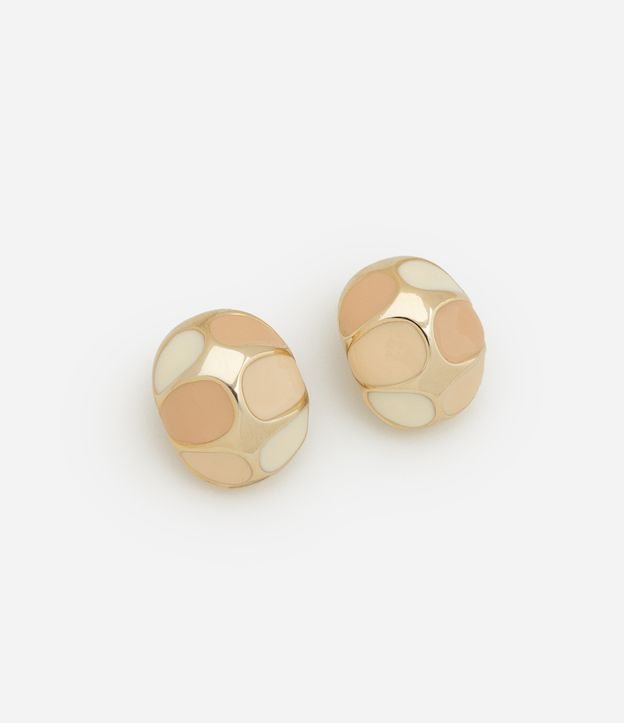 Brinco Botão em Resina Esmaltado