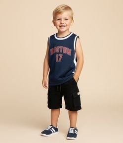 Camiseta Esportiva Infantil Estampa Boston 17 - Tam1 a 6 Anos