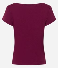 Blusa em Ribana com Decote Canoa e Manga Curta