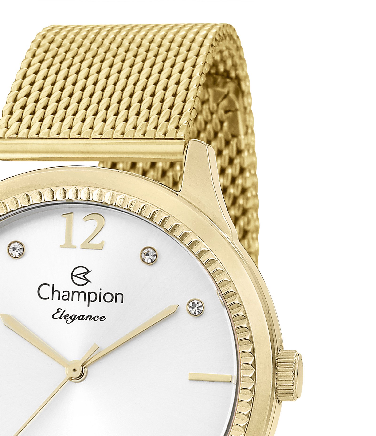 Kit Relógio Analógico Feminino Champion Dourado 2