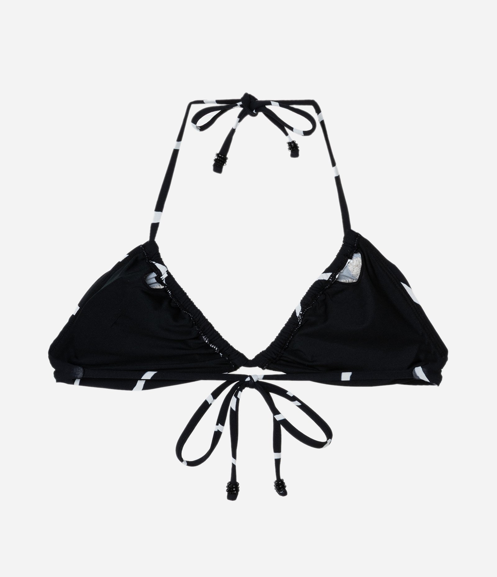 Biquíni Top Cortininha em Microfibra com Bordado de Folhagem Bicolor Preto/Branco 5