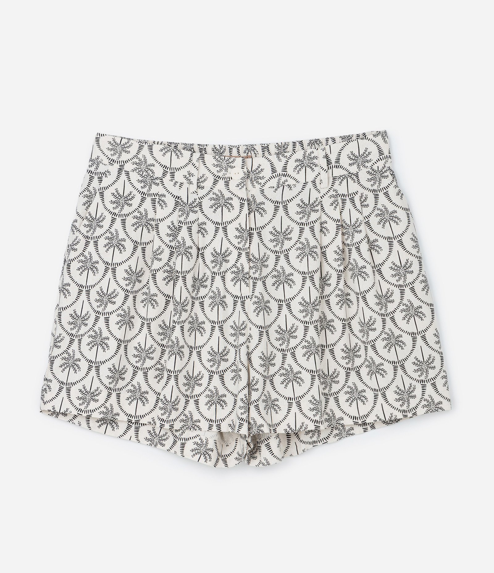 Short em Viscolinho com Estampa de Coqueiro Bicolor Curve & Plus Size Cinza 5