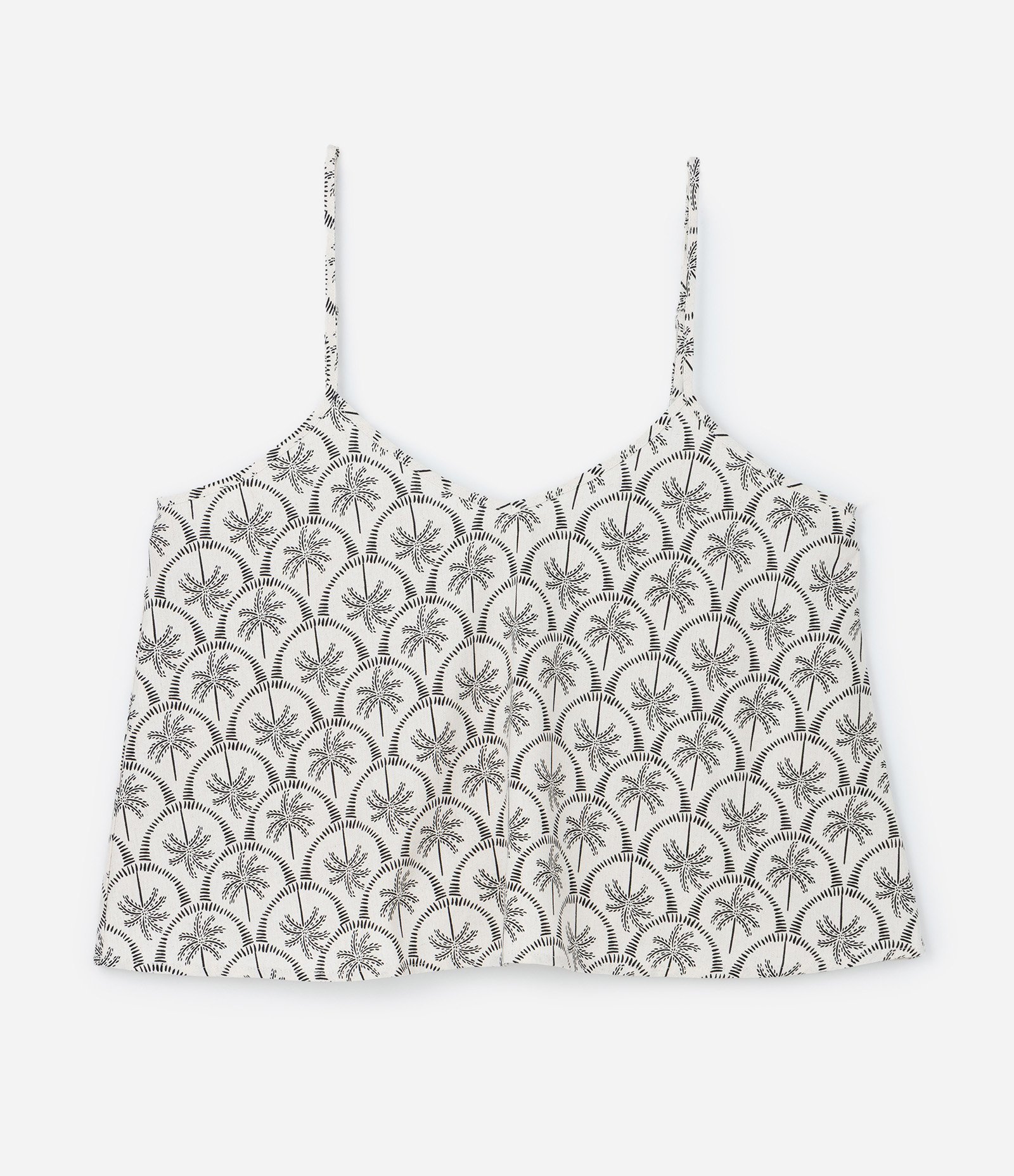 Blusa em Viscolinho com Coqueiros Bicolor Curve & Plus Size Preto/Branco 4