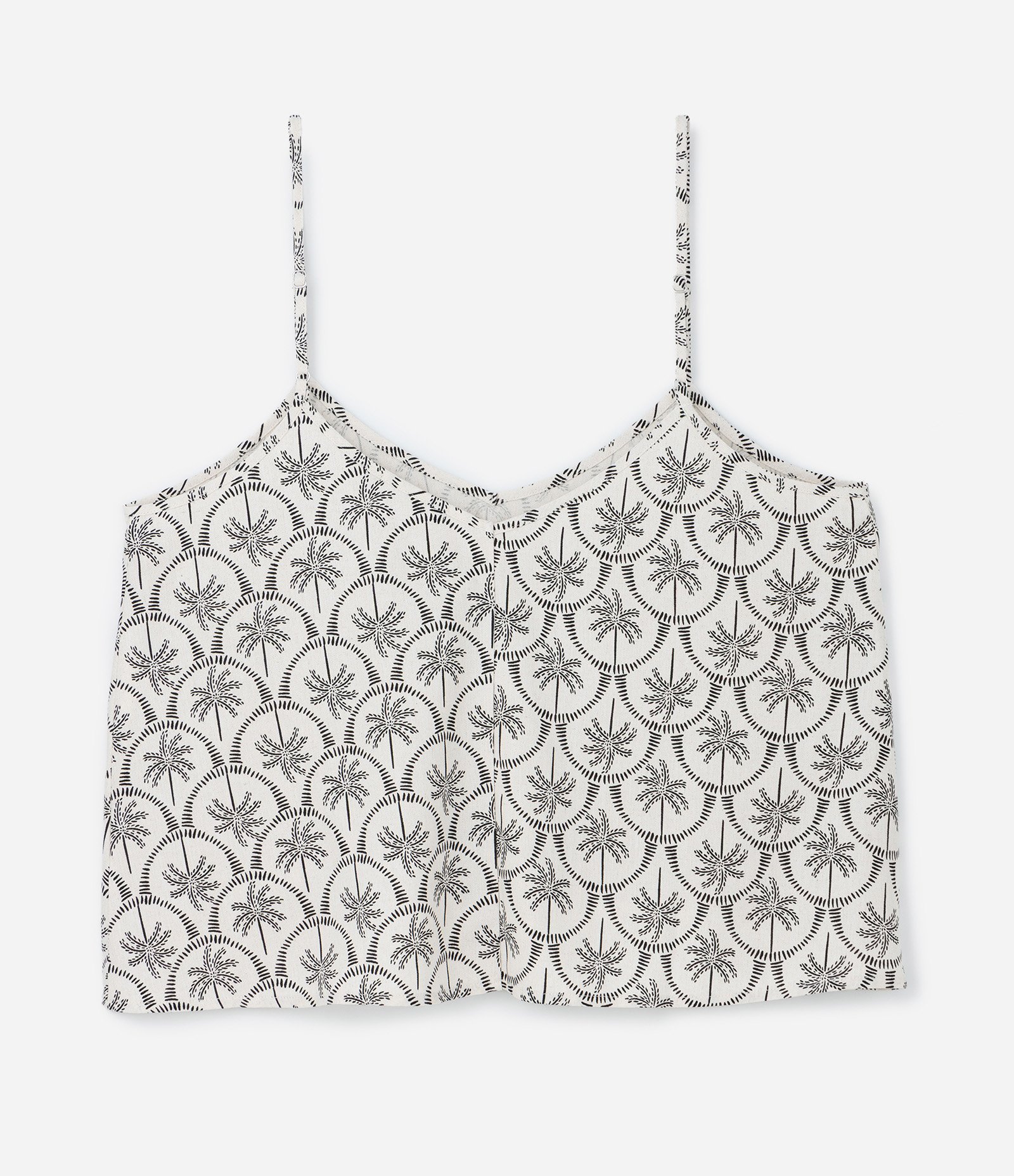 Blusa em Viscolinho com Coqueiros Bicolor Curve & Plus Size Preto/Branco 5