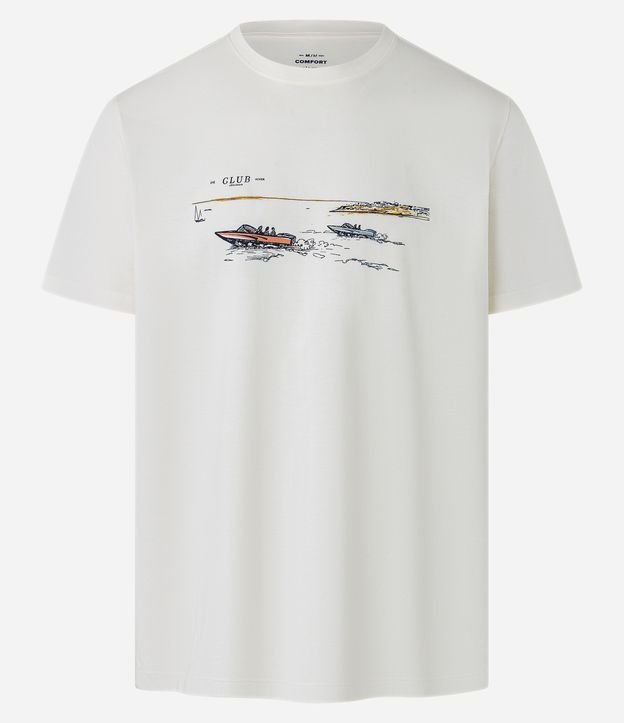 Camiseta Comfort em Algodão com Estampa de Barco