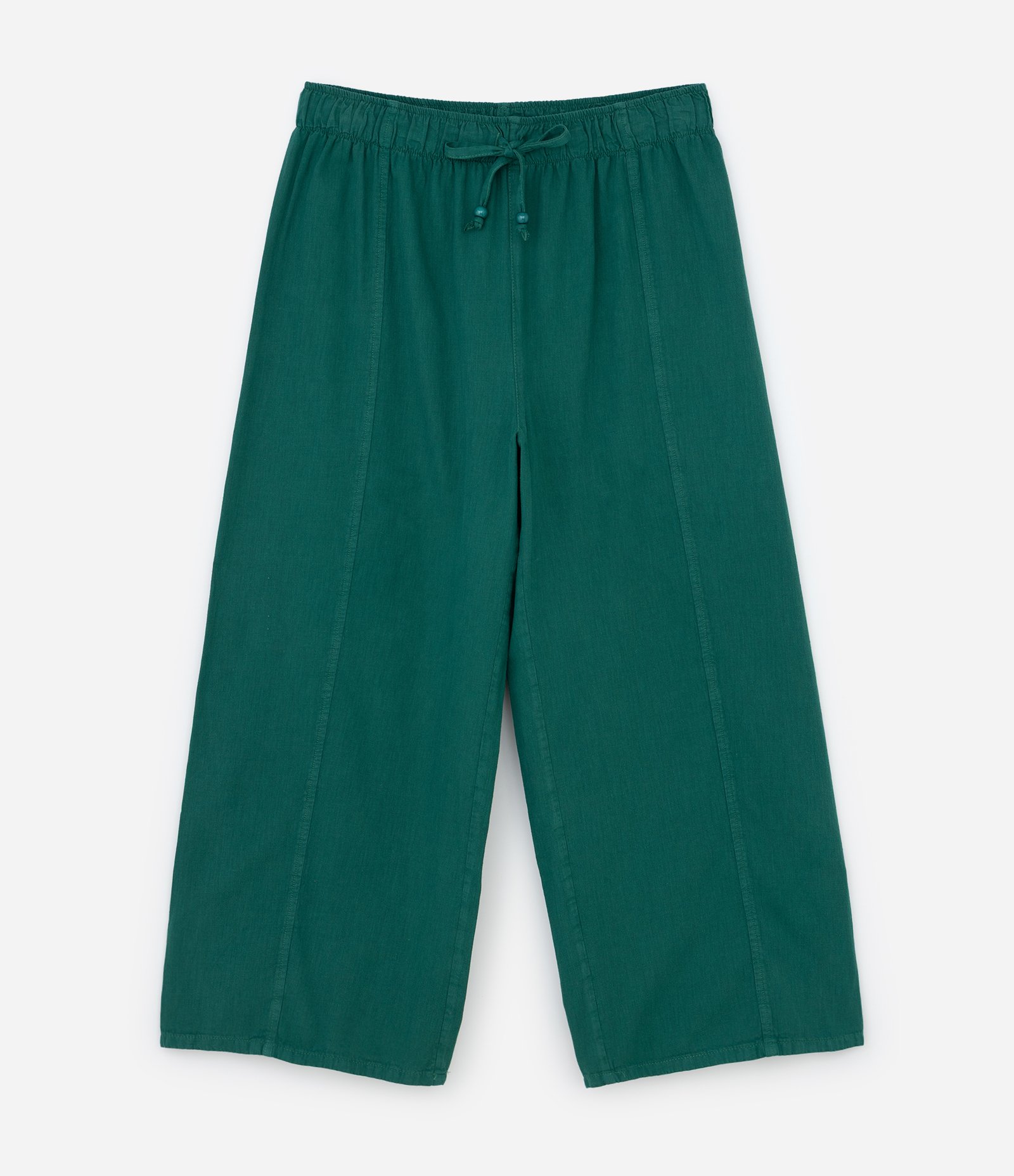 Calça Pantalona em Sarja Leve com Recortes Curve & Plus Size Verde 5