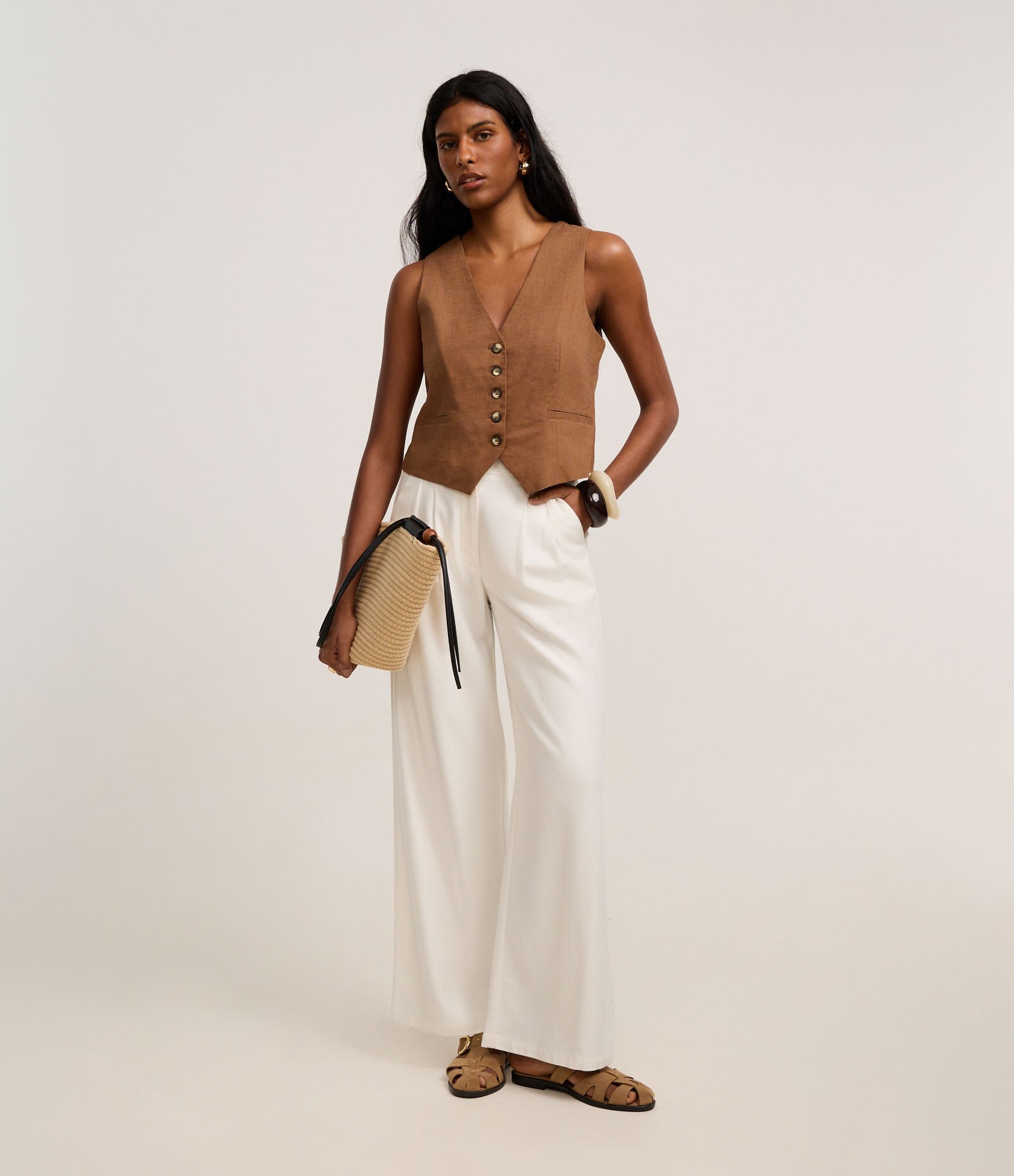 Colete Slim em Viscolinho com Botões Matizados 2