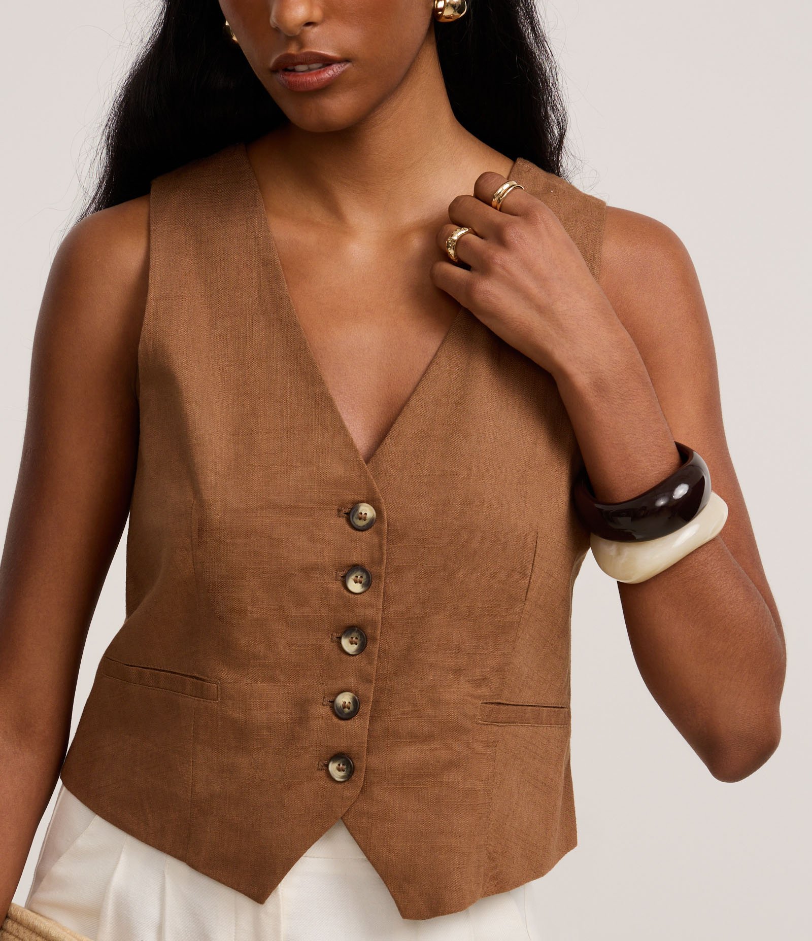 Colete Slim em Viscolinho com Botões Matizados 4