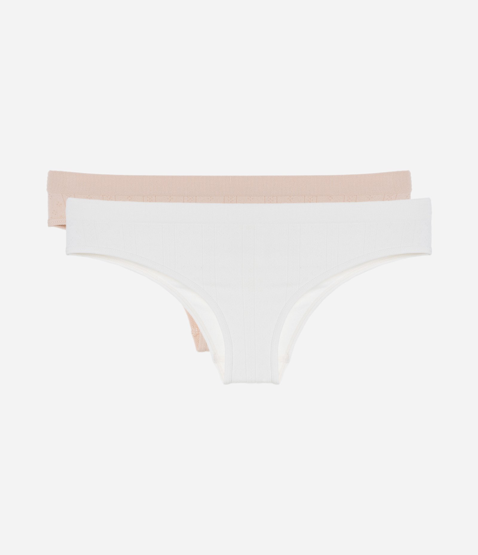 Kit 02 Calcinhas Biquíni Seamless Texturizadas Bege/Branco 1