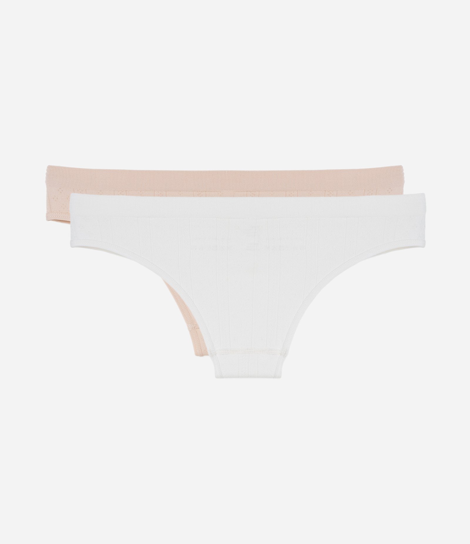 Kit 02 Calcinhas Biquíni Seamless Texturizadas Bege/Branco 2