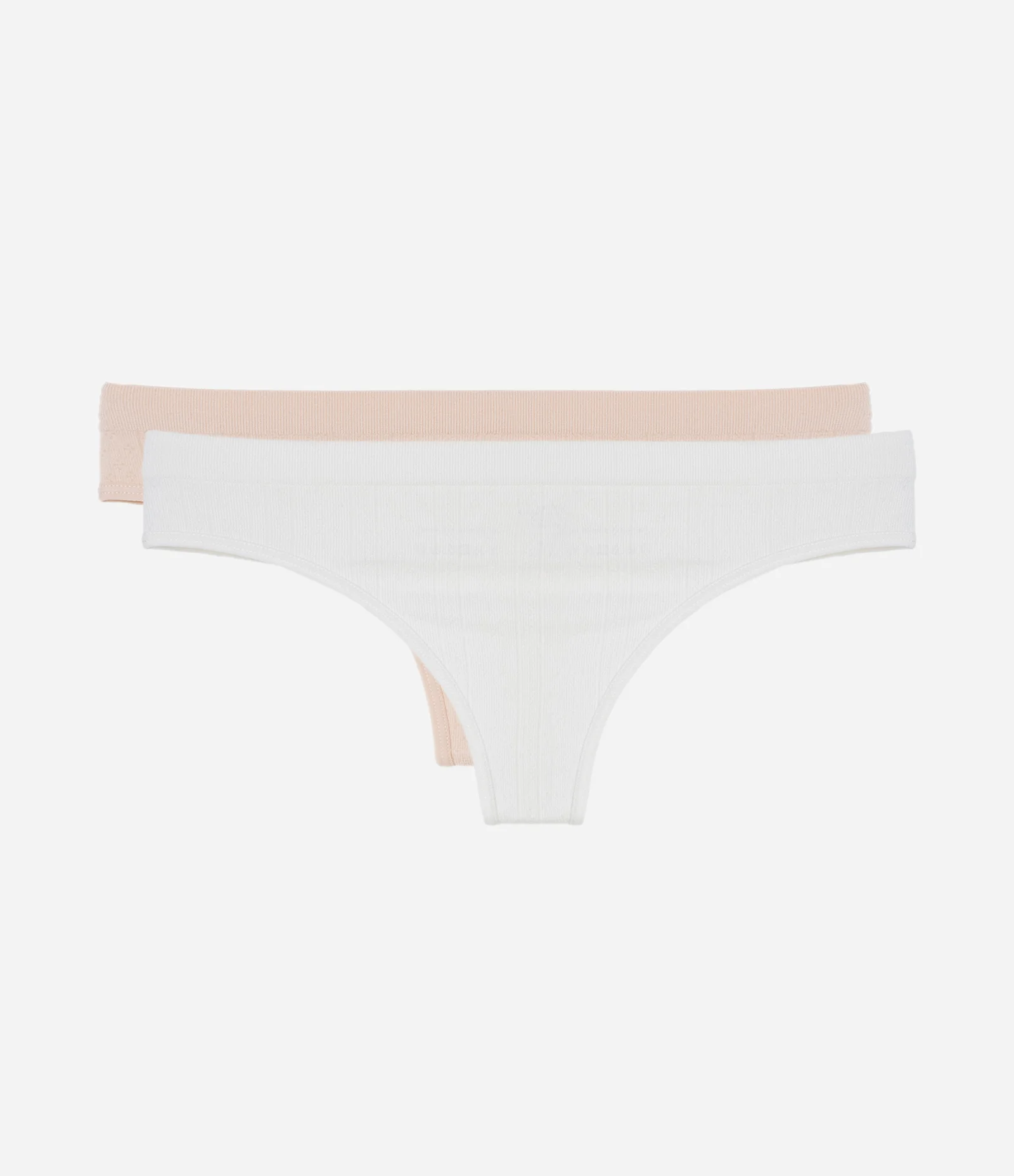 Kit 02 Calcinhas Biquíni Fio Seamless Texturizadas Bege/Branco 1