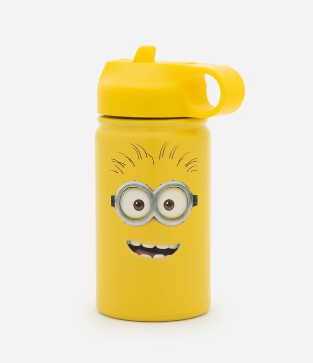 Garrafa Térmica em Metal com Canudo e Estampa Minions