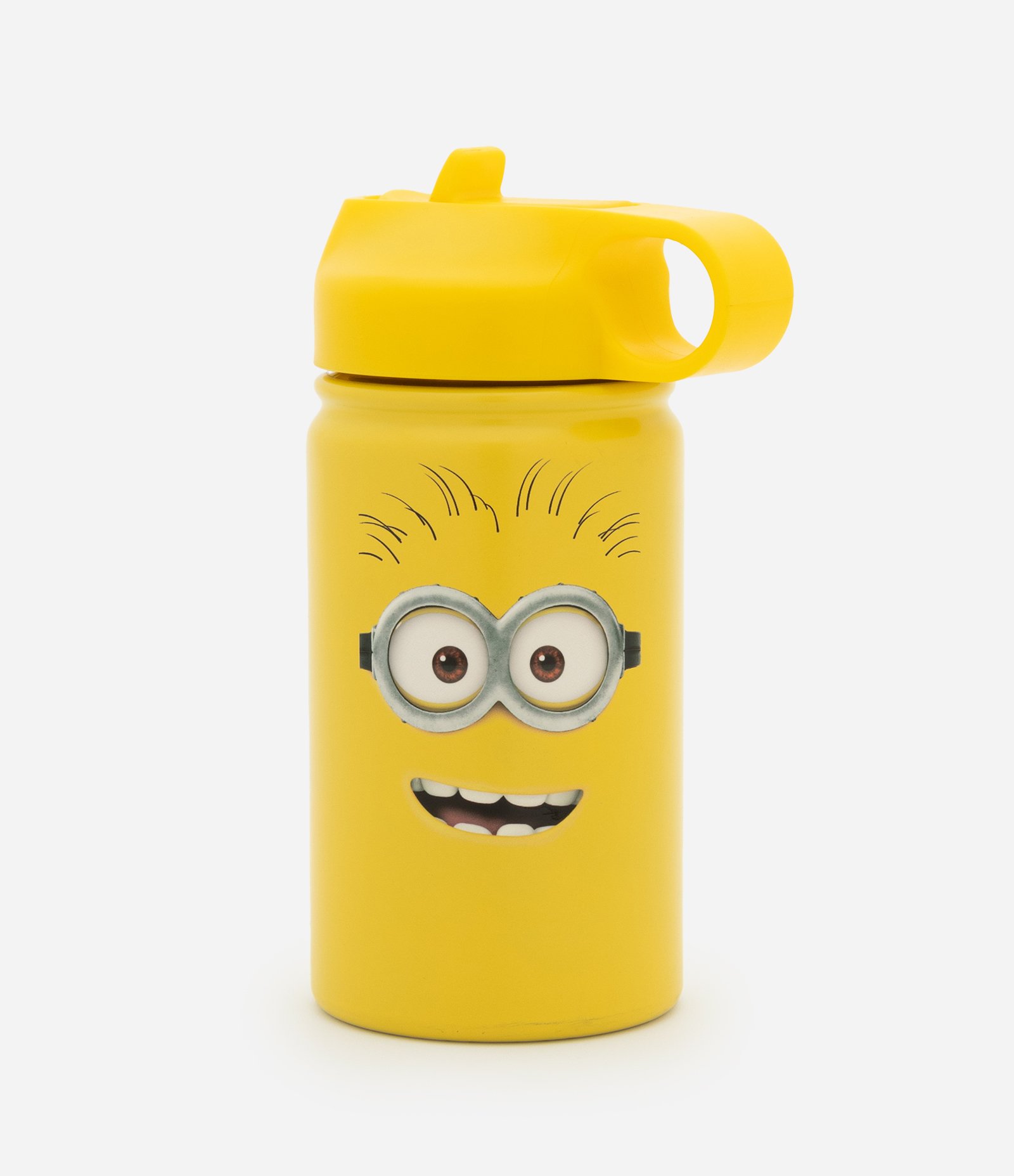 Garrafa Térmica em Metal com Canudo e Estampa Minions Amarelo 1