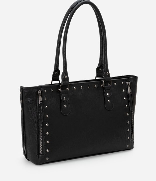 Bolsa Satchel Grande com Spikes e Metais