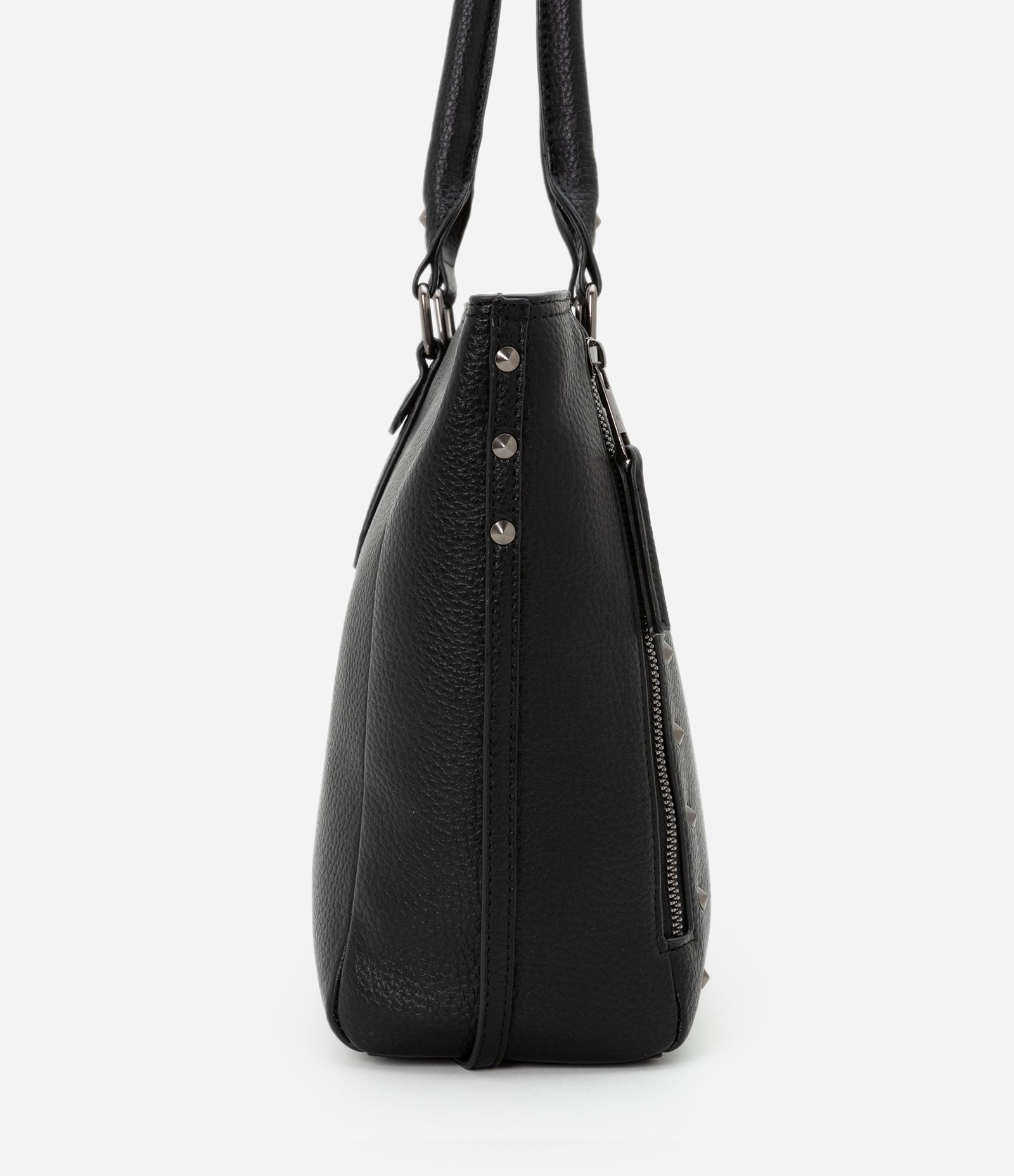 Bolsa Satchel Grande com Spikes e Metais Preto 3