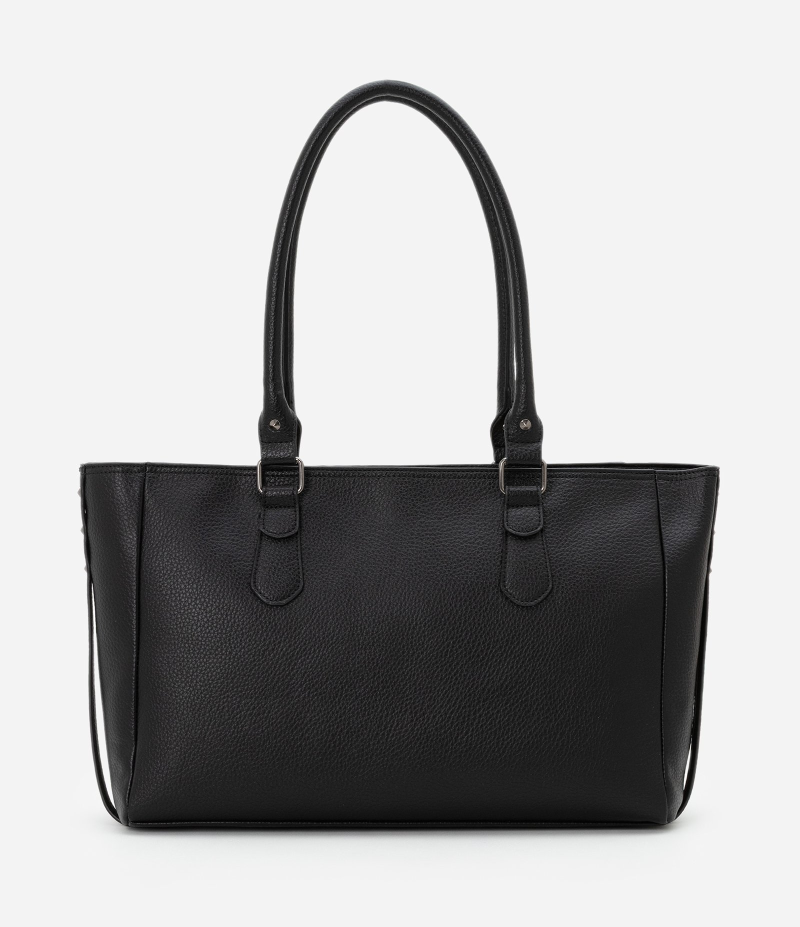 Bolsa Satchel Grande com Spikes e Metais Preto 4