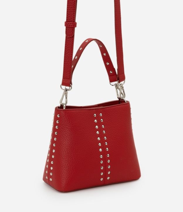 Bolsa Bucket Pequena com Detalhes de Spikes e Metais
