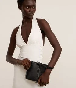 Bolsa Bucket Pequena com Detalhes de Spikes e Metais