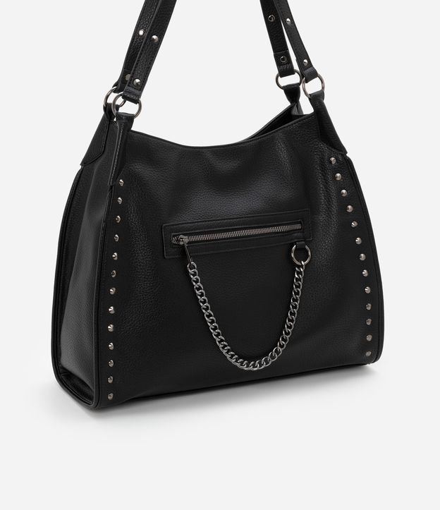 Bolsa Hobo Floater com Detalhes em Spikes e Metais com Bolsinho Frontal