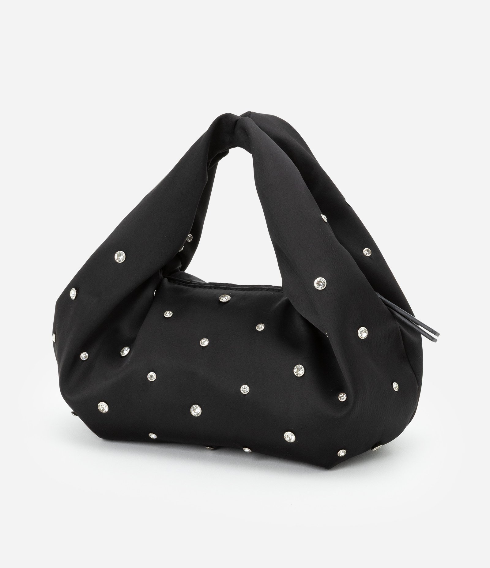 Bolsa Mini Hobo com Alça Corrente Transversal e Strass Preto 6