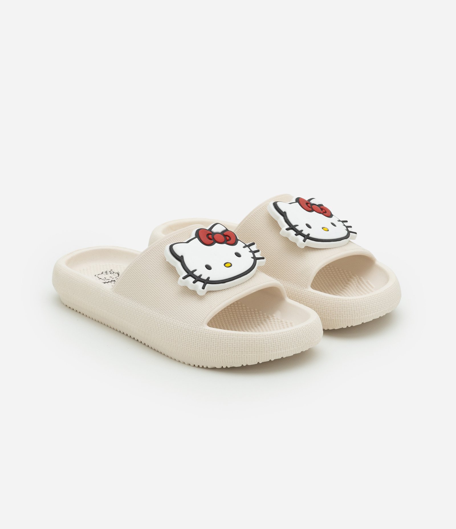 Chinelo Slide Infantil em PVC com Patch Hello Kitty - Tam 27/28 ao 33/34 Off White 1
