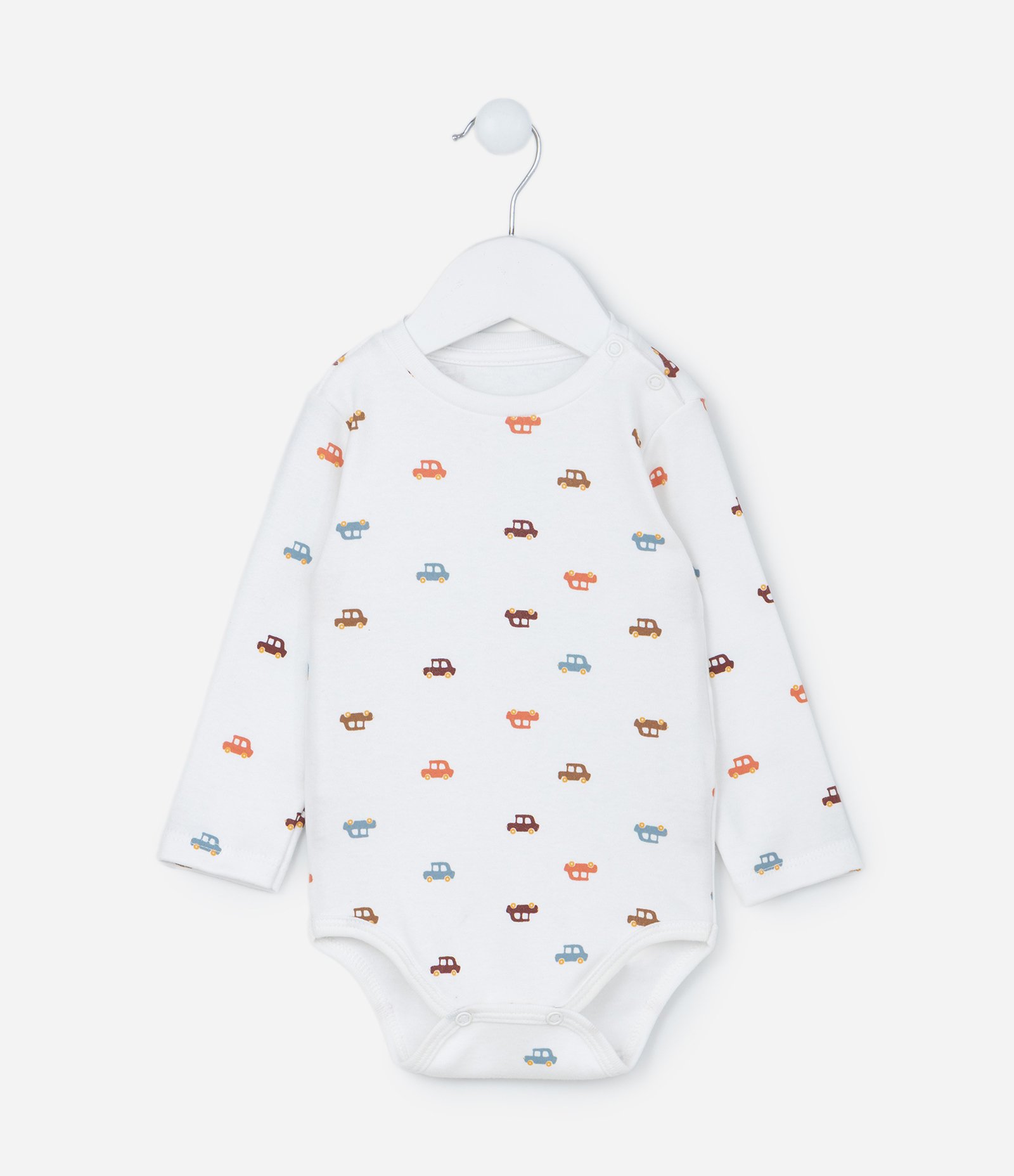Conjunto Infantil com Estampa Carrinhos - Tam RN a 18 meses Branco/Marrom 2