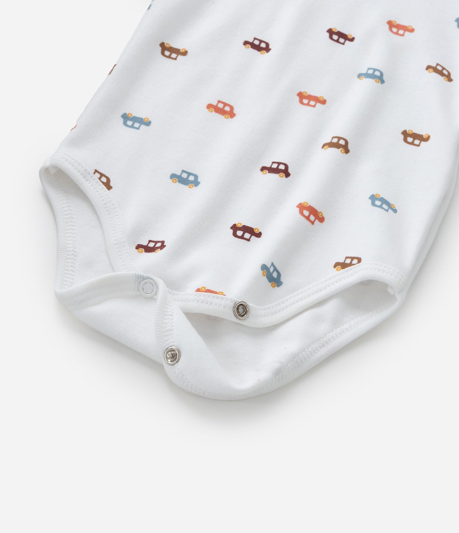 Conjunto Infantil com Estampa Carrinhos - Tam RN a 18 meses Branco/Marrom 5