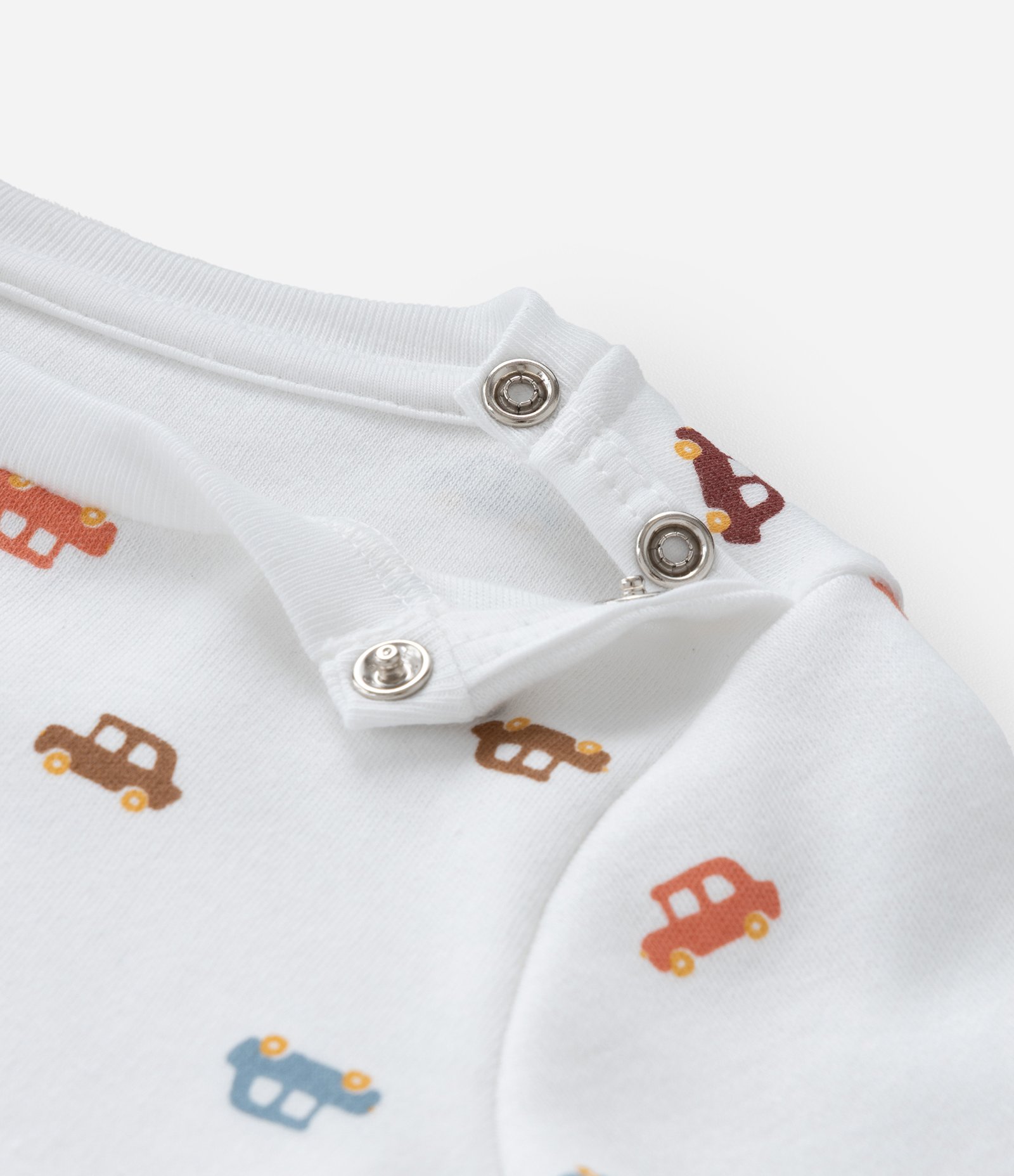 Conjunto Infantil com Estampa Carrinhos - Tam RN a 18 meses Branco/Marrom 6