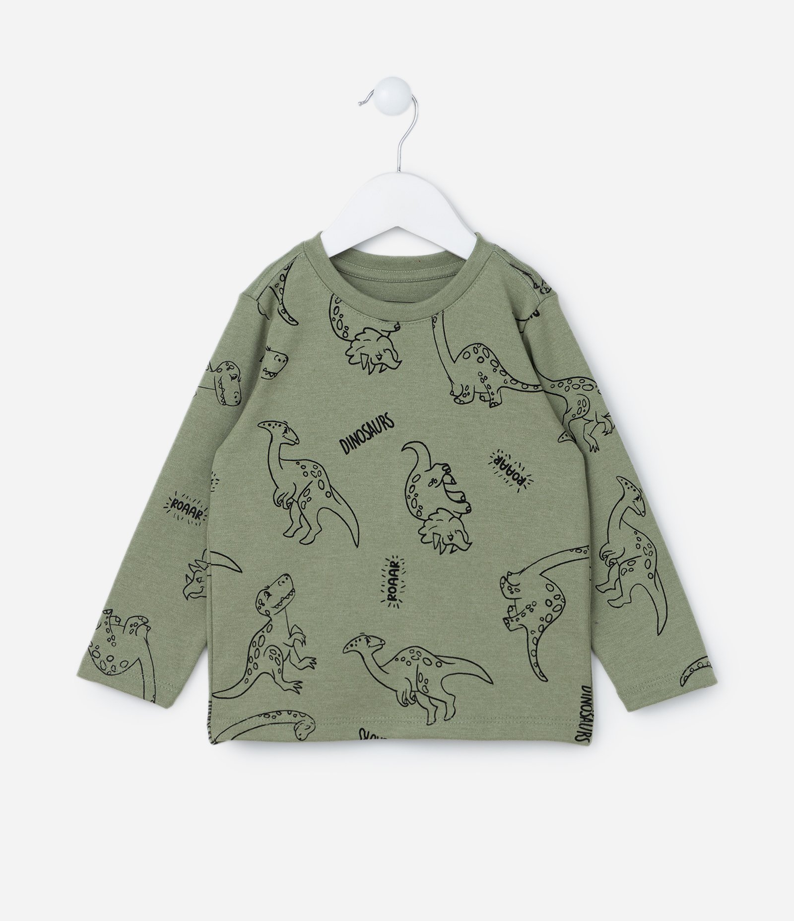 Camiseta Infantil em Suedine com Estampa Dinos - Tam 1 a 6 Anos Verde 1