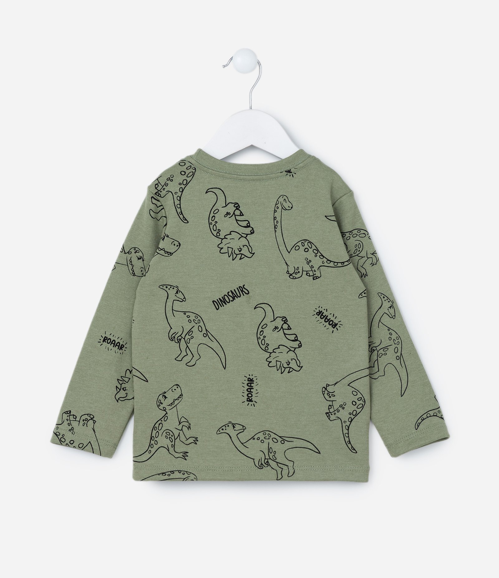 Camiseta Infantil em Suedine com Estampa Dinos - Tam 1 a 6 Anos Verde 2