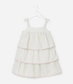 Vestido Infantil com Estampa de Listras e Sianinhas - Tam 1 a 6 Anos