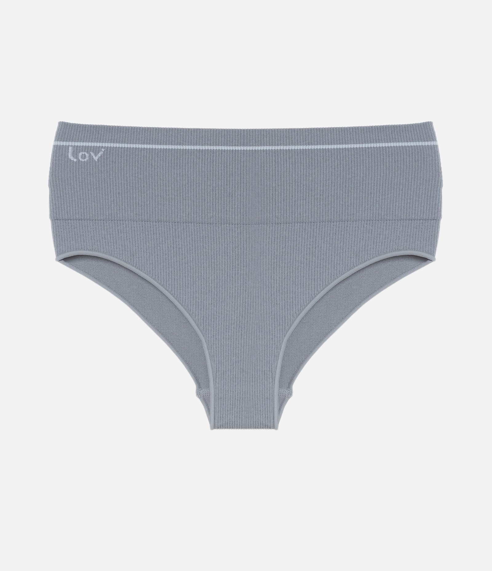 Calcinha Alta em Microfibra Texturizada Seamless Cinza 5