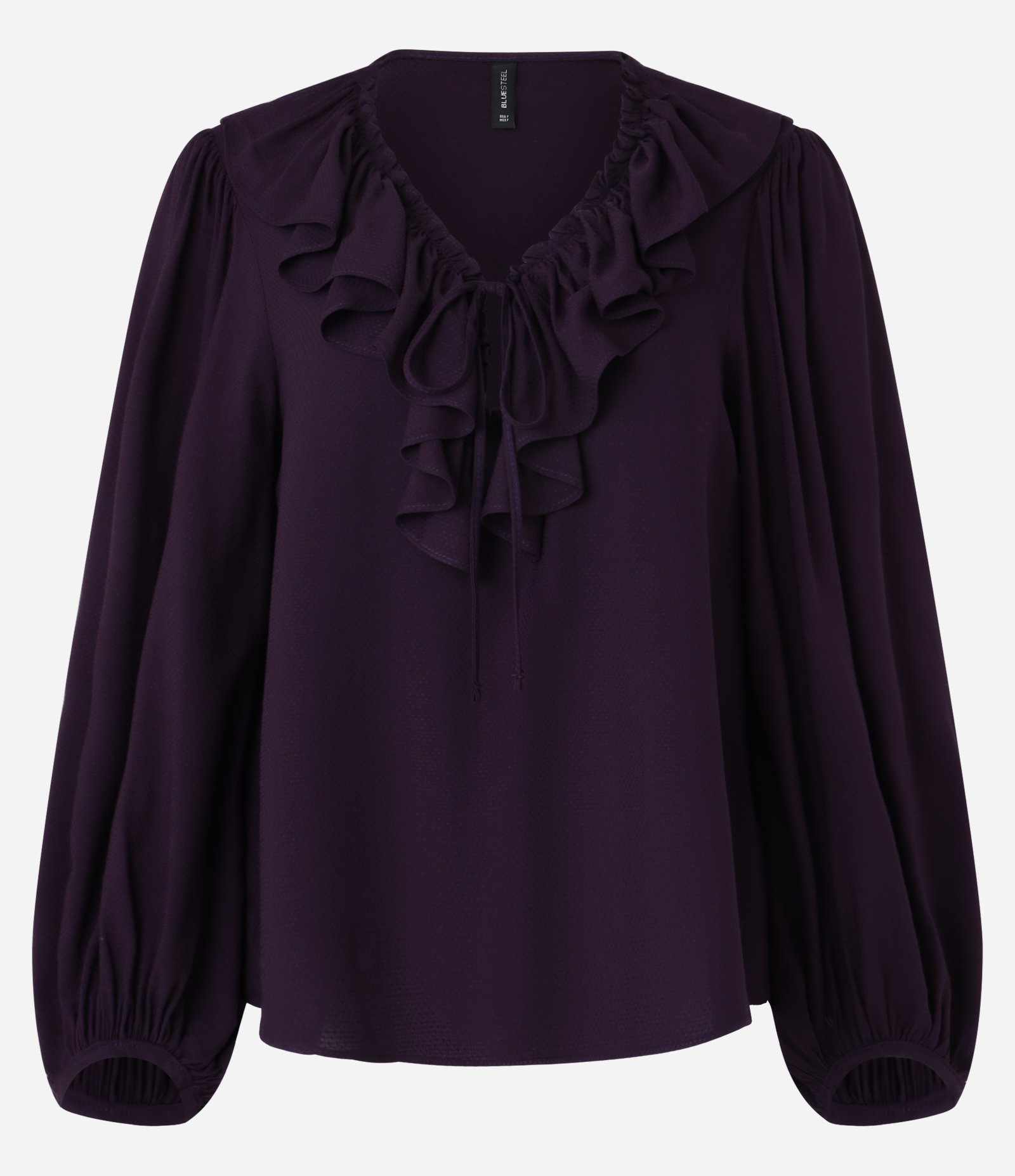 Blusa Bata em Viscose com Babados e Amarração no Busto Roxo 5