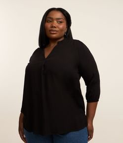Blusa em Viscose com Manga 3/4 Curve & Plus Size