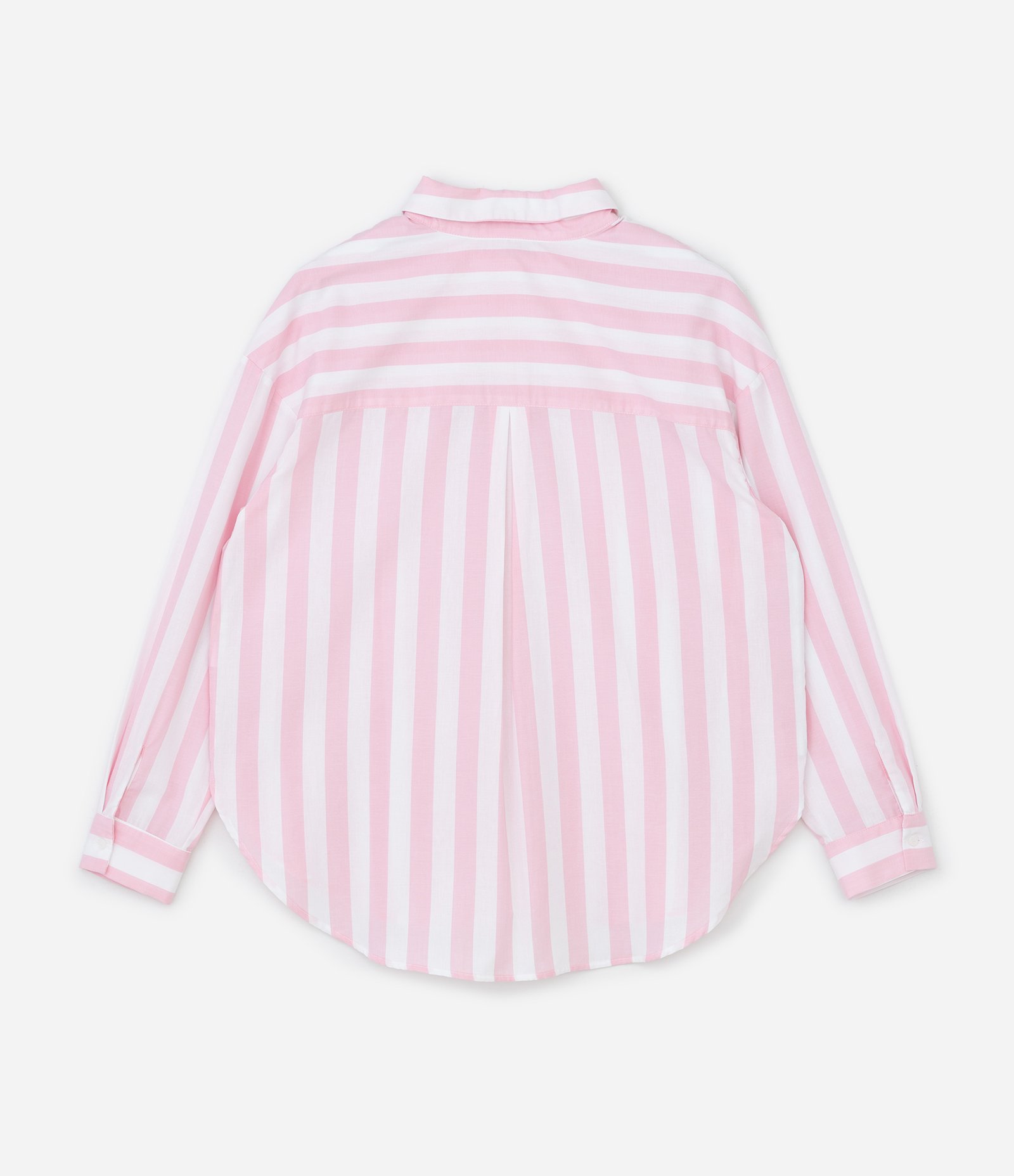 Camisa em Tricoline com Listras Curve & Plus Size Branco/Rosa 5