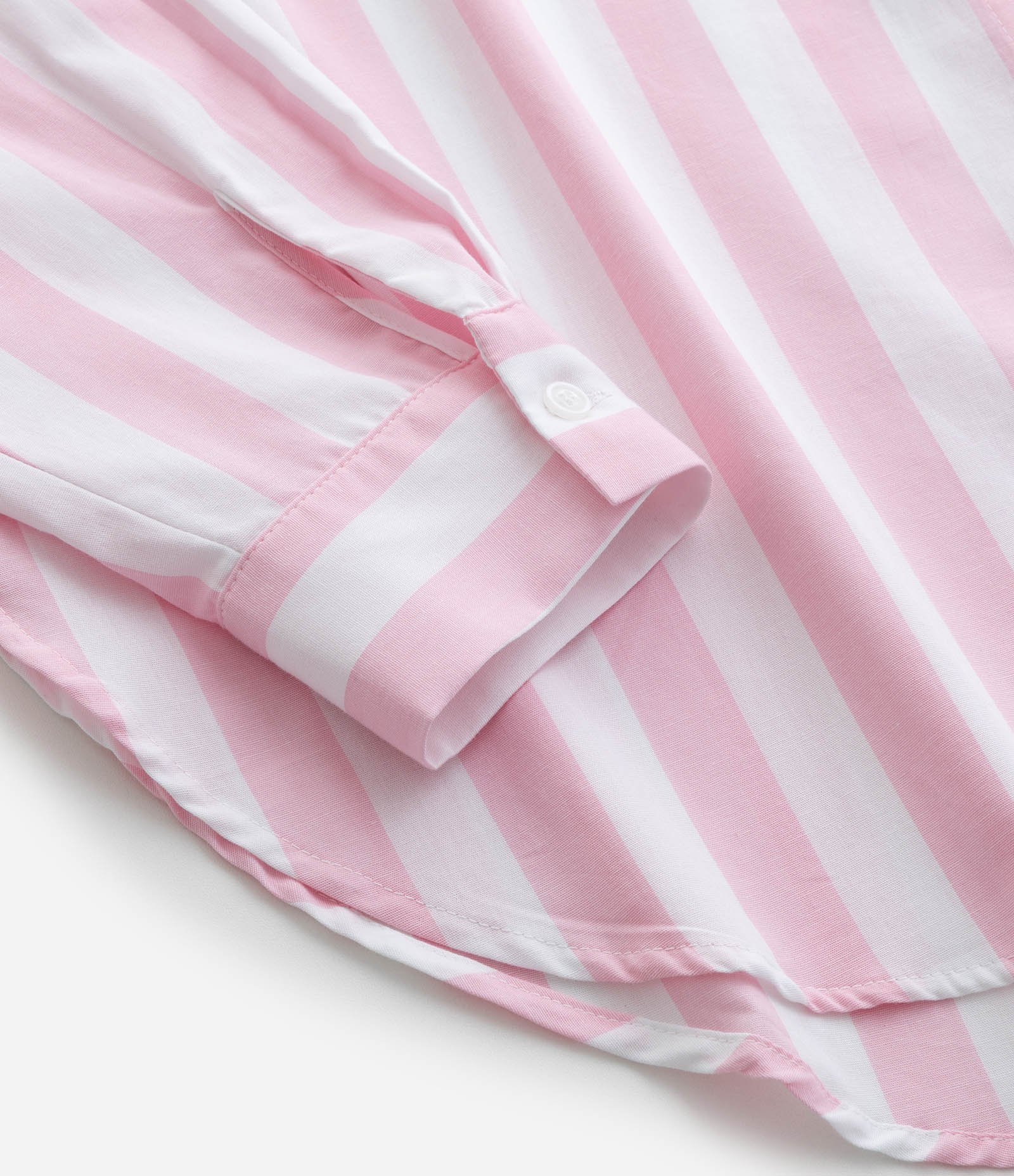 Camisa em Tricoline com Listras Curve & Plus Size Branco/Rosa 7
