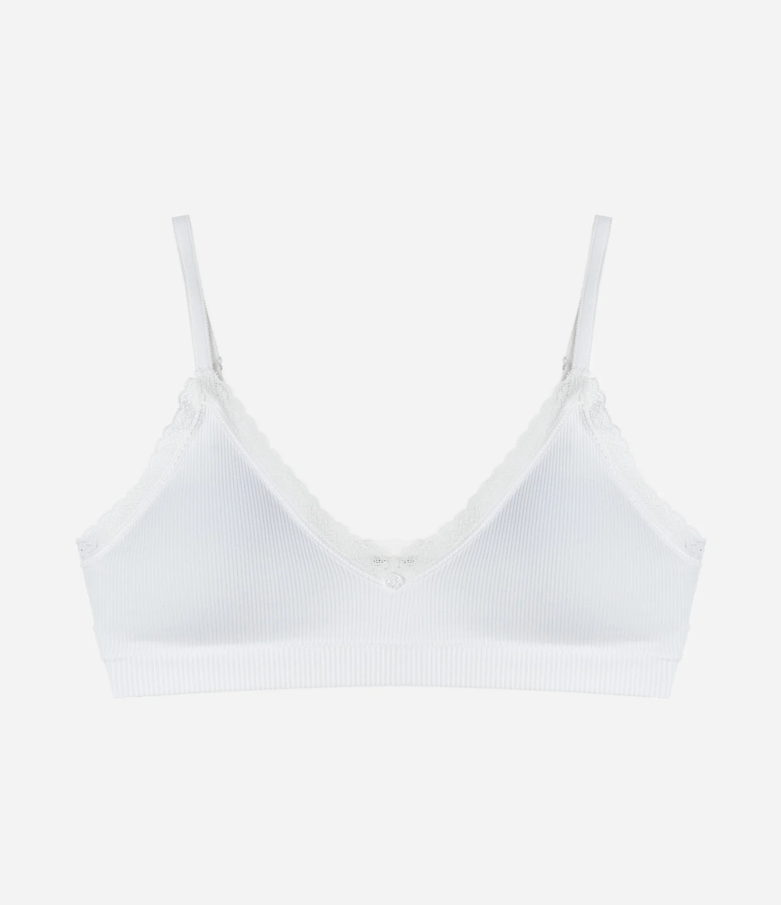 Sutiã Top Seamless Texturizado com Rendinha Branco 1