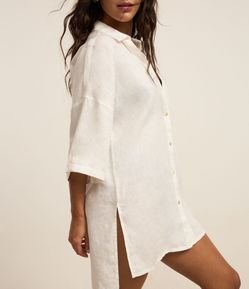 Saída de Praia Camisa em Linho Puro com Barra Mullet