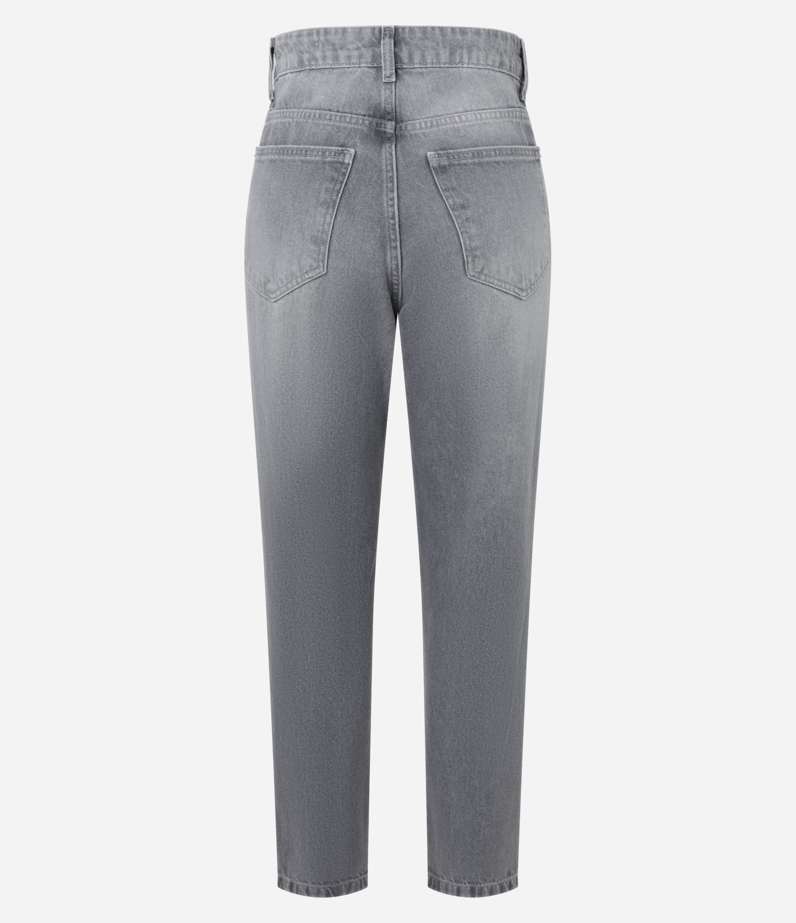 Calça Mom Jeans com Cintura Alta e Lavagem Dirty Cinza 7