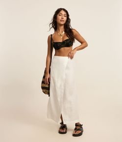 Saída de Praia Saia Transpassada em Linho