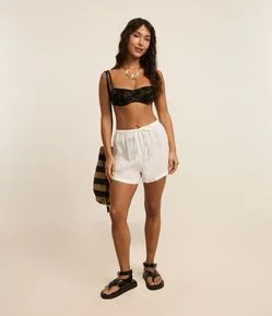 Saída de Praia Short em Linho Puro