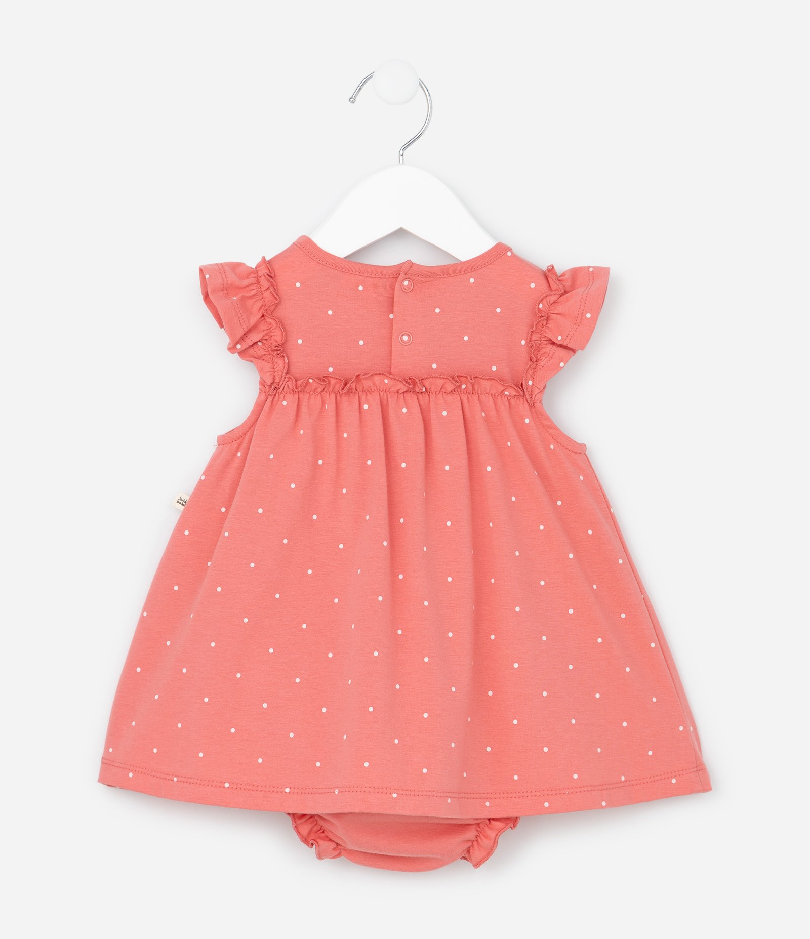 Vestido Body Infantil com Estampa Poá e Bordado de Unicórnio - Tam 0 a 18 meses Laranja 2