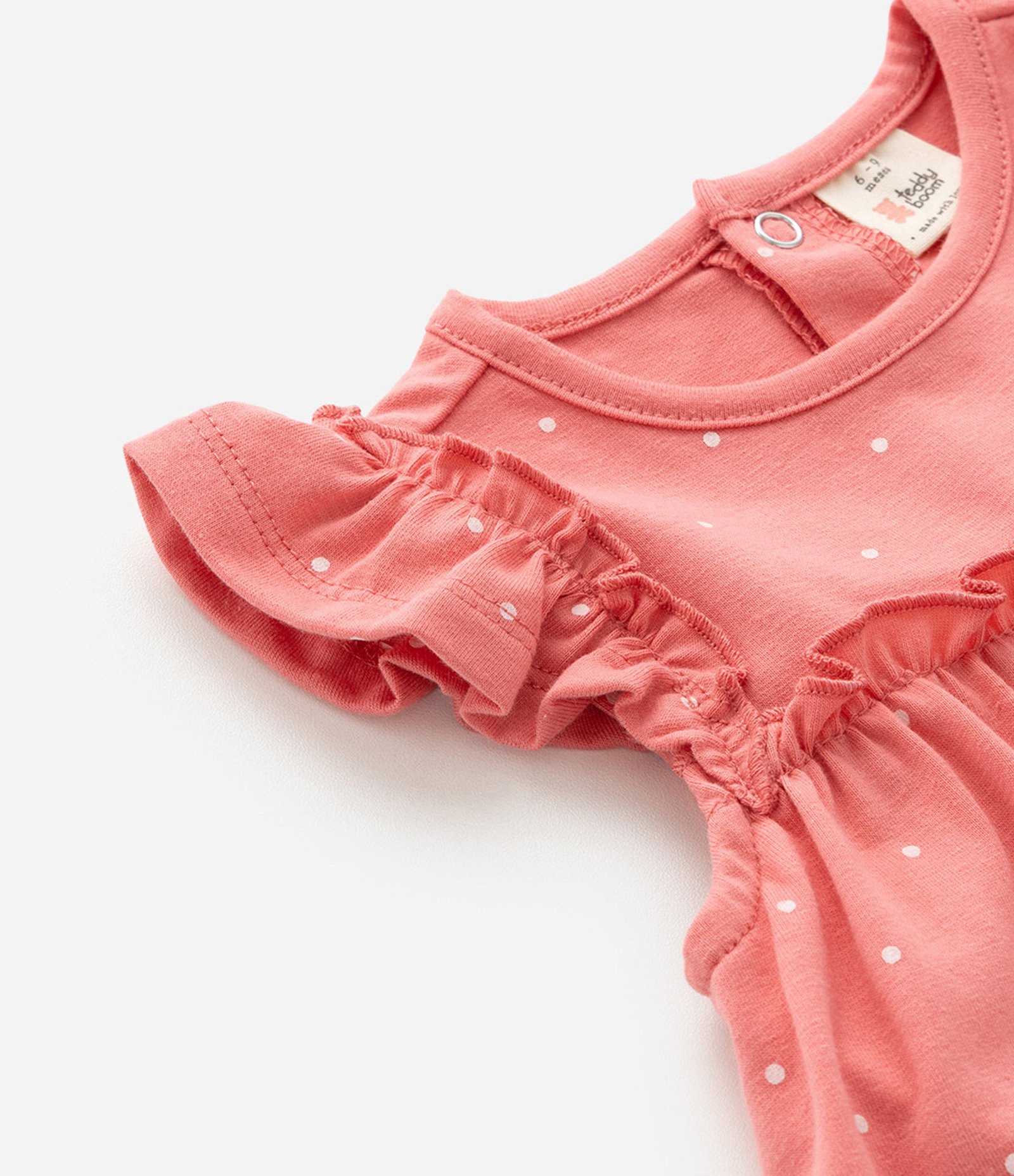 Vestido Body Infantil com Estampa Poá e Bordado de Unicórnio - Tam 0 a 18 meses Laranja 6