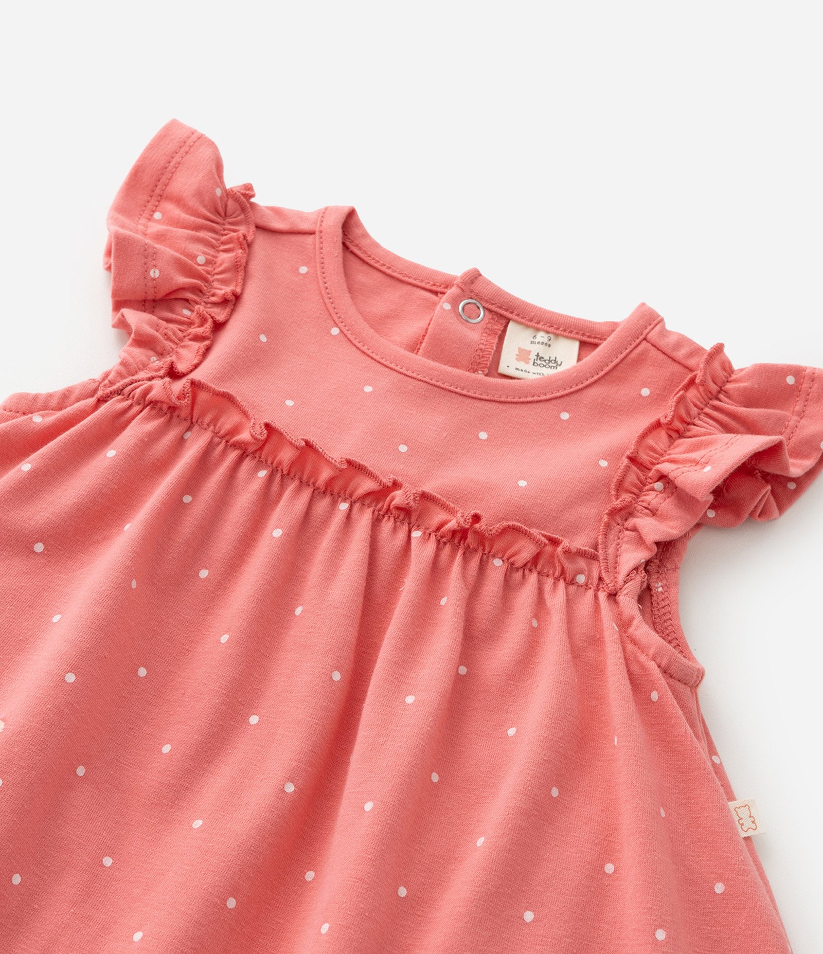 Vestido Body Infantil com Estampa Poá e Bordado de Unicórnio - Tam 0 a 18 meses Laranja 7