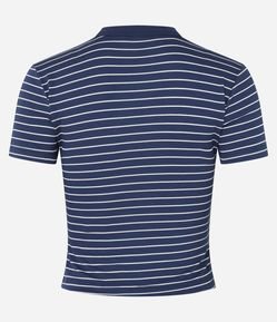 Blusa Cropped em Ribana Básica Listrada