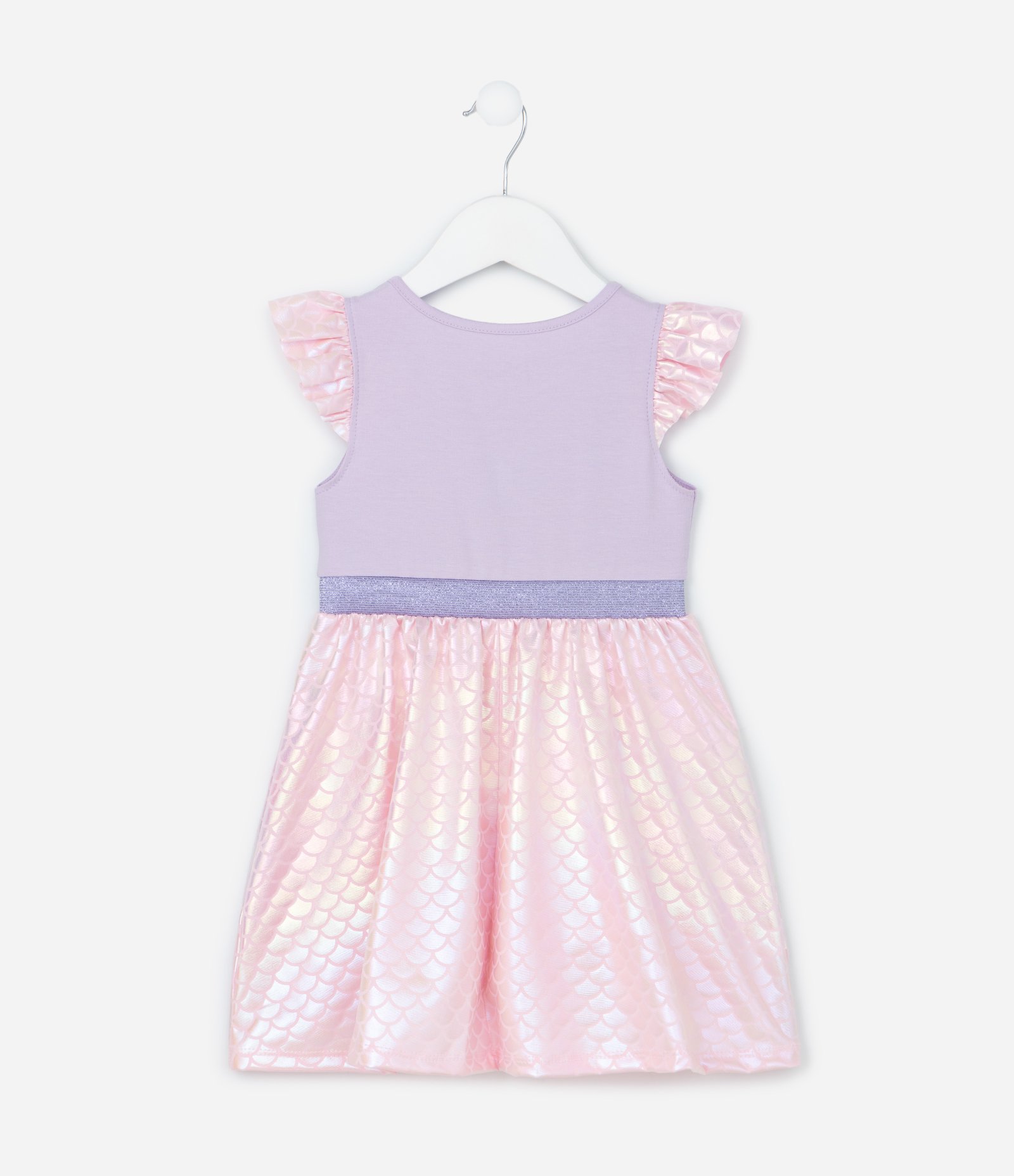 Vestido Infantil com Estampa Ariel Holográfico - Tam 1 a 6 Anos Lilás/Rosa 3