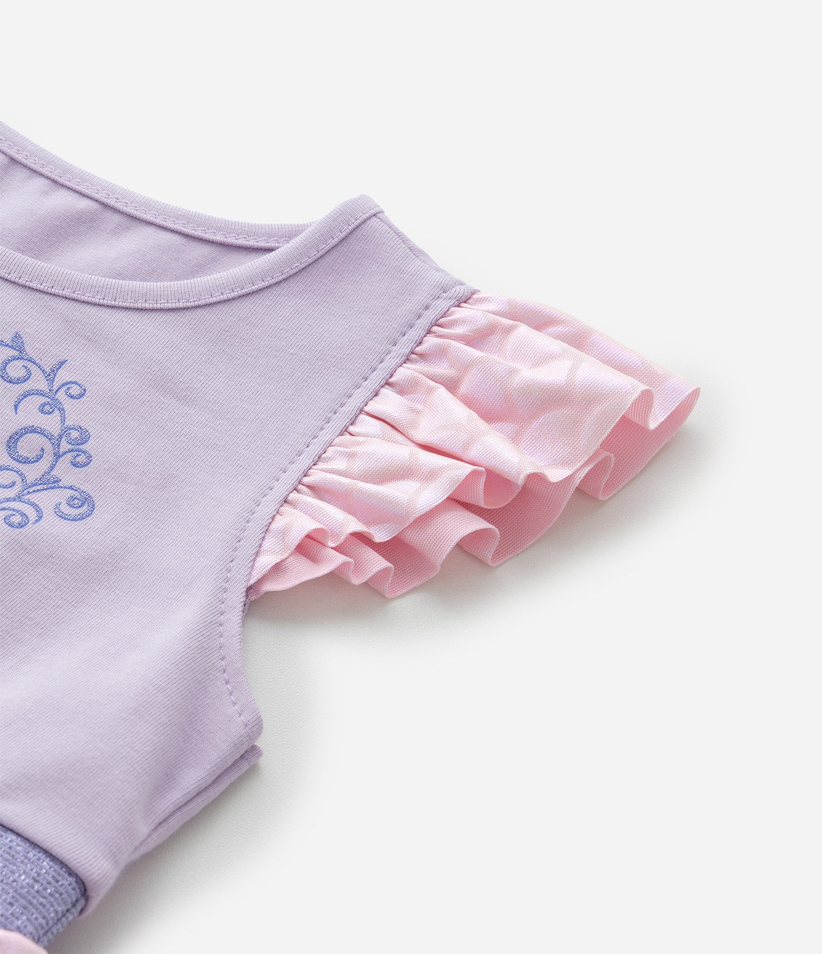 Vestido Infantil com Estampa Ariel Holográfico - Tam 1 a 6 Anos Lilás/Rosa 5
