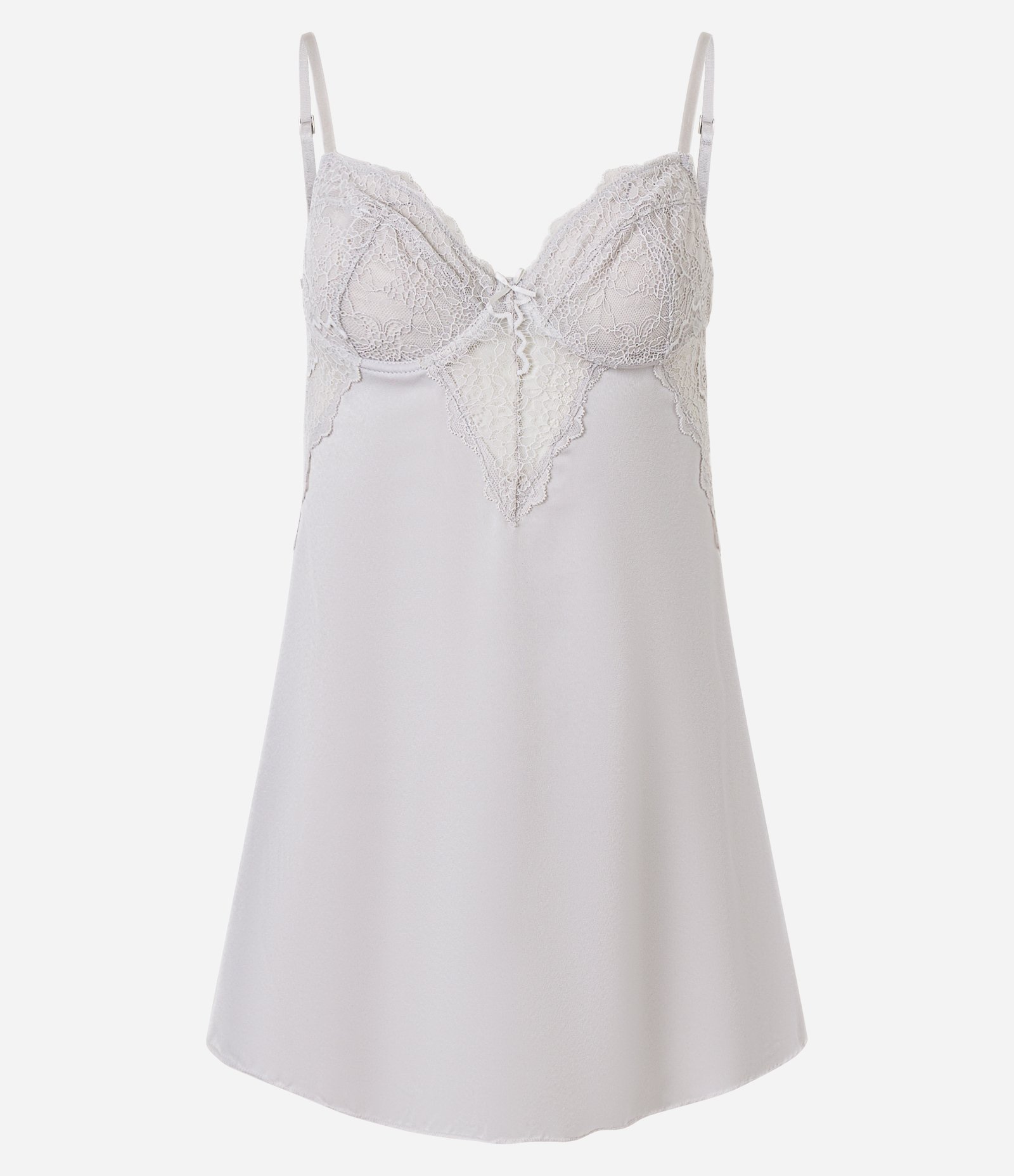 Camisola Sem Bojo em Microfibra com Renda no Busto Cinza 6